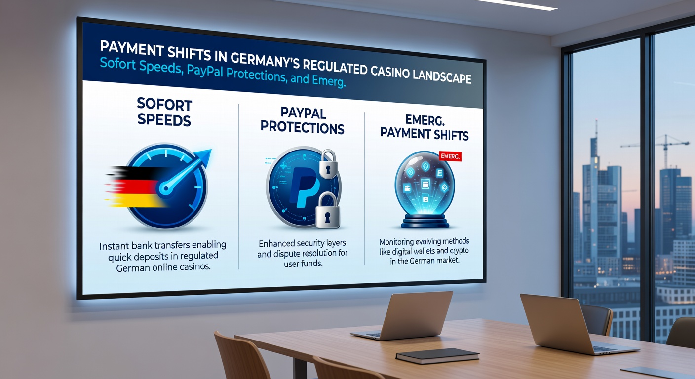 Darstellung von PayPal- und E-Wallet-Transaktionen mit Geschwindigkeitsindikatoren und Sicherheits-Schildern in einem Casino-Umfeld